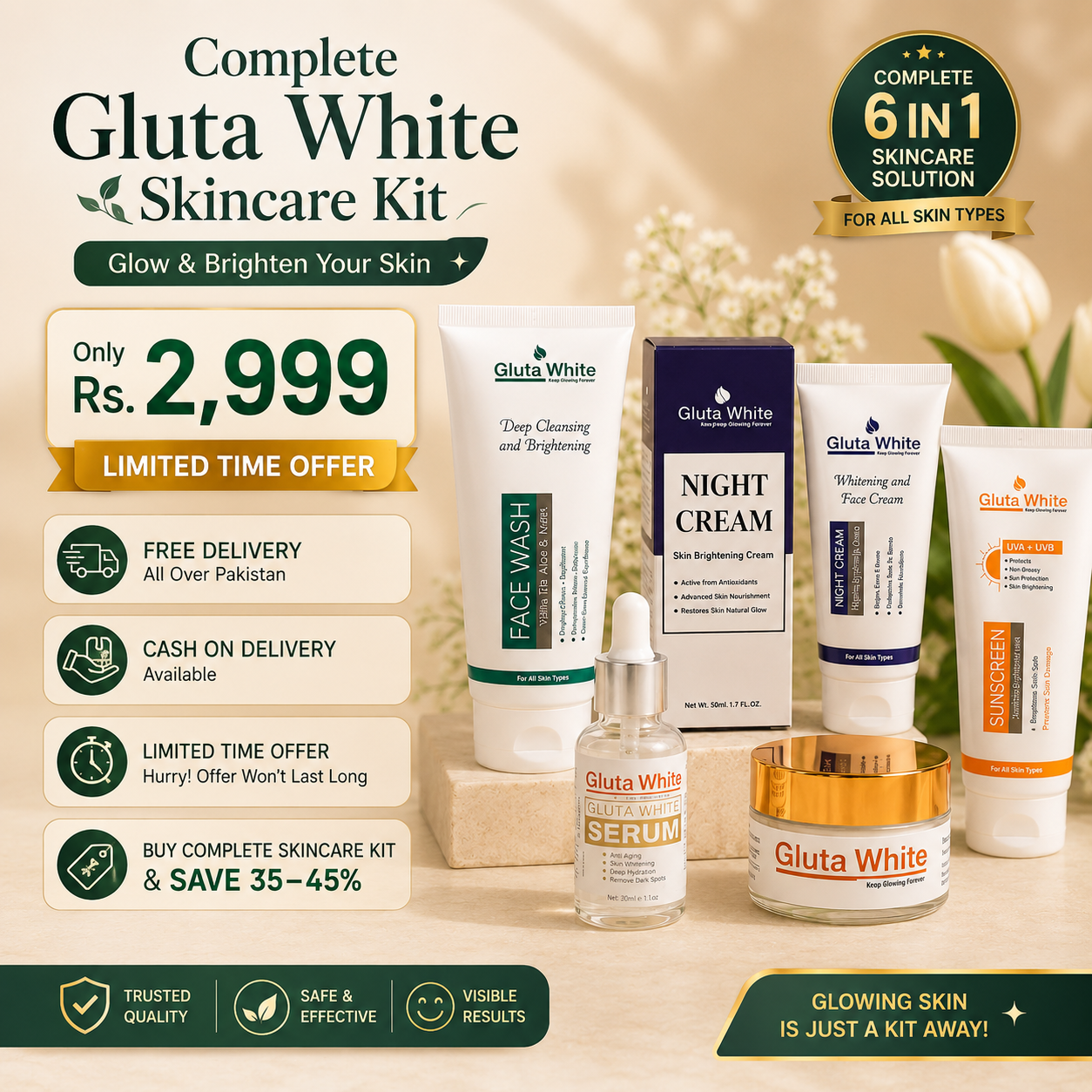 Gluta White 5 in 1 Skincare Bundle